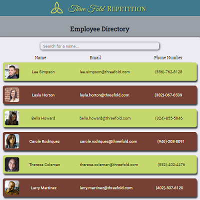 Three Fold Repetition Employee Directory